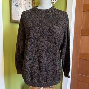 80’s  Black/Brown Paisley Sweater Metallic Med